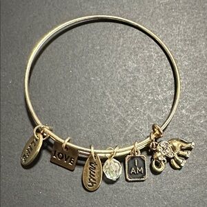 Gold Tone LIFE LOVE TRUTH Charm Bangle Bracelet